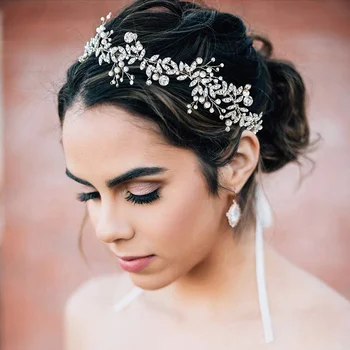 Свадебная повязка на голову с хрустальным цветком, Тиара, лента для волос для женщин, королева невесты, свадебный головной убор, аксессуары для волос, ювелирная лента