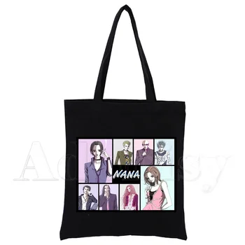 Манга, аниме, Нана Осаки, Аниме, Харадзюку, Рен Хондзе, сумки через плечо, Повседневная сумка для покупок, Женская Элегантная холщовая сумка, черная