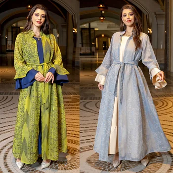 Ид Абая Дубай Турция Золотая вышивка Скромный Кафтан Исламская одежда Мусульманские платья Абая Марокканский Кафтан для женщин