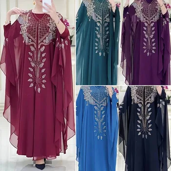 Платье из Африки и Соединенных Штатов, шифоновое платье из тяжелого железа, мусульманское женское платье Ближнего Востока, Исламская одежда для женщин