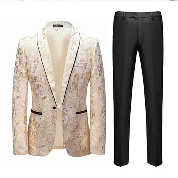Модный комплект из 2 предметов, мужской костюм, платье, свадебный костюм для шафера, большой платок с лацканами (блейзер + брюки)