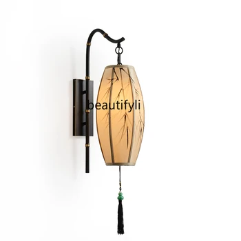 Новый настенный светильник в китайском стиле, современная прикроватная тумбочка для спальни, Ретро-фонарь, китайский стиль Дзен, Антикварный настенный светильник