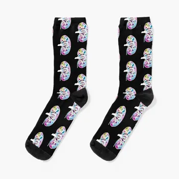 Акварельные носки Funfetti с рисунком в виде почек (темный узор) Мужские Женские компрессионные носки