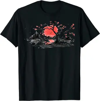 Японская традиционная цветущая вишня, Отличная хлопковая футболка с круглым вырезом, мужские повседневные футболки с коротким рукавом, топы Harajuku Уличная одежда