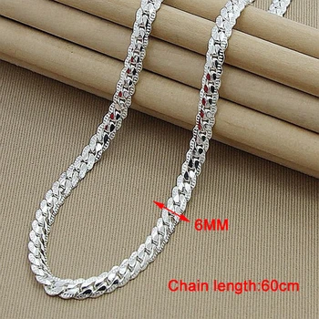 Новое модное мужское ожерелье со змеиной цепочкой 6 мм 60 см для женщин Модные ювелирные изделия из стерлингового серебра 925 Пробы Ожерелье