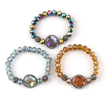 Модные дизайнерские Энергетические браслеты, изготовленные из 10-миллиметрового красивого хрустального браслета с выложенными звеньями из стеклянных бусин