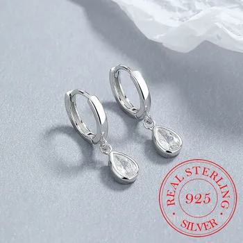 Настоящие оригинальные серьги-кольца из стерлингового серебра 925 пробы с каплями воды для женщин 2023, Корейская свадебная вечеринка, Ювелирный подарок, Женские подвески