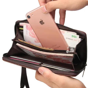 Мужская сумка, ретро-кошелек с несколькими картами, длинный кошелек большой емкости, модная сумка для телефона