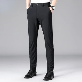Мужские повседневные брюки Ice Silk, летние Новые Тонкие деловые Повседневные брюки для мужчин, высококачественные официальные брюки для мужчин, Ropa Hombre