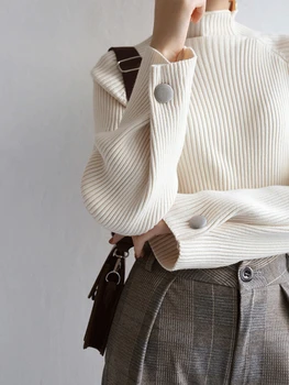 Осенне-зимний женский свитер СВОБОДНОГО кроя, теплые вязаные Модные женские свитера, новинка 2023 года, повседневный однотонный женский свитер