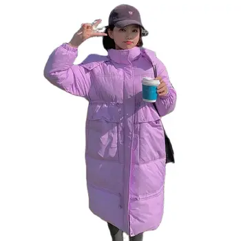 Зима 2023, Новая пуховая куртка средней длины с хлопчатобумажной подкладкой, пальто с утолщенным капюшоном, Универсальное пальто на молнии