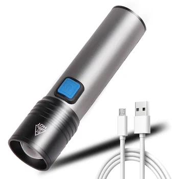 Супер яркий USB Перезаряжаемый МИНИ-светодиодный фонарик со встроенным аккумулятором T6 LED емкостью 1200 мАч, Водонепроницаемый масштабируемый походный фонарь