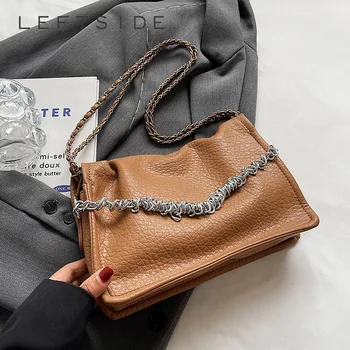 СЛЕВА Маленькие серебряные сумки через плечо для женщин 2023 Y2K, кошелек на цепочке, искусственная кожа, элитный бренд, Корейская женская сумка для подмышек, сумки